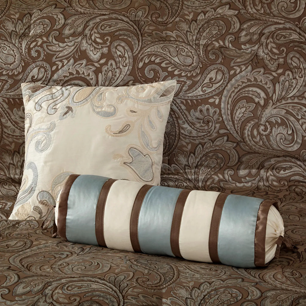 Blue and Brown Queen Comforter Set with Sheets Queen, 12 Piece